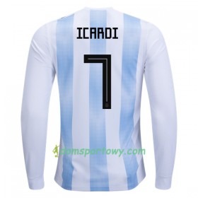 Koszulka Argentyna Icardi 7 Domowe Koszulki Piłkarskie Mistrzostwa Świata 2018 Długi Rękaw